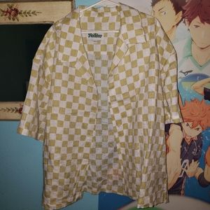 Holiday The Label creme checkered shirt